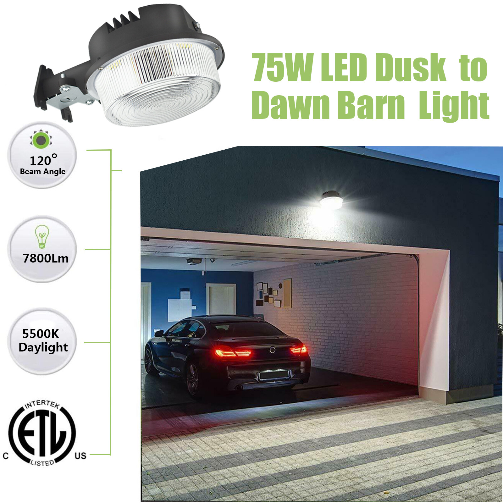 75W Outdoor Dusk to Dawn LED Wall Light – Area,Street,Garage,Barn,Security Light