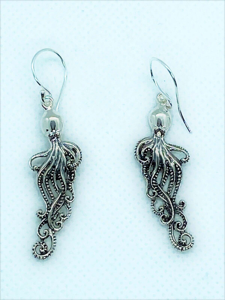 Octopus Earrings Dangles 925 Sterling