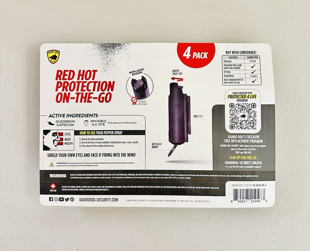 🔥NEW🔥 Guard Dog Security Quick Action Pepper Spray - 4 Pack