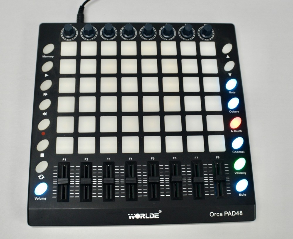 Worlde ORCA PAD48 Portable USB MIDI Drum Pad DJ Controller 48 Pads RGB Backlit