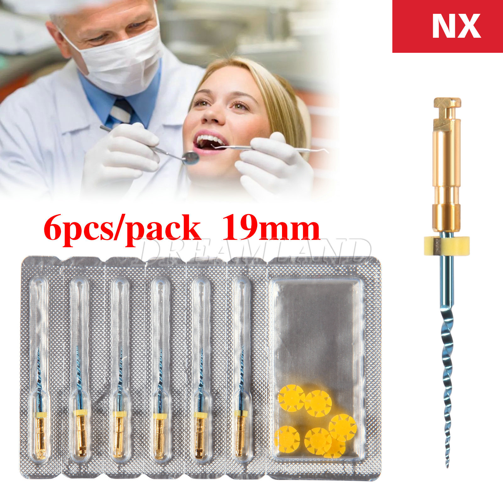 6pcs Dental Endo Files Canal Root Pre-shaper NiTi Rotary Engine Use USA NX