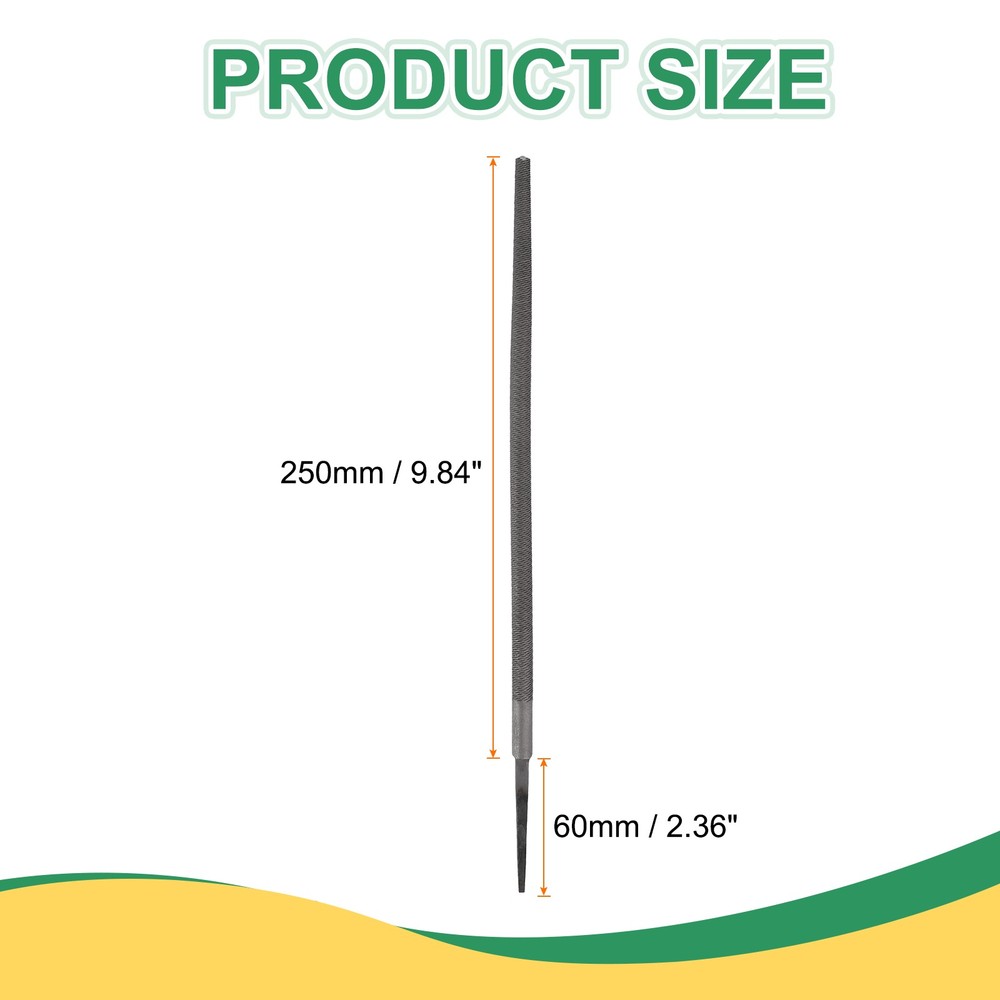 10" Round Medium Cut File Medium Metal File without Handle, Grey