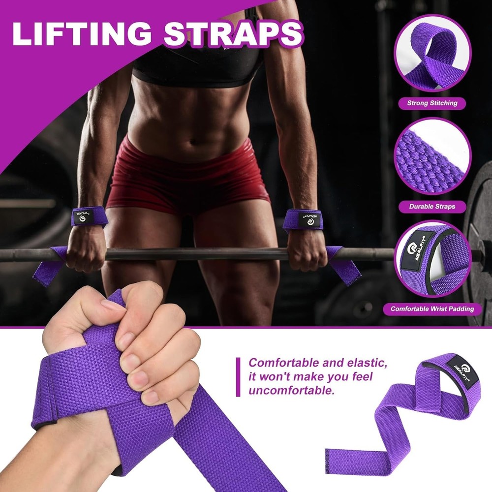 Barbell Pad Set with Lifting Straps & Ankle Straps - Squat Pad for Hip Thrust...