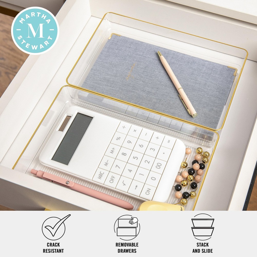 Kerry Plastic Stackable Office Desk Drawer Organizers, 9" x 6", 3 Pack, with ...