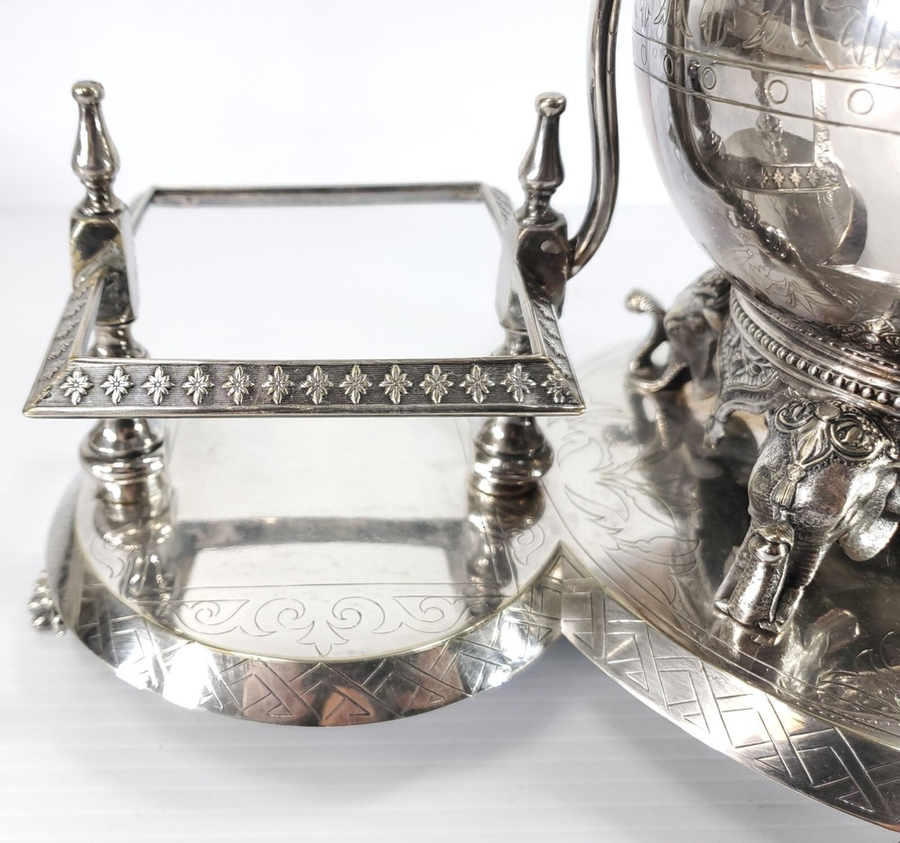 Fancy Antique Silverplate Serving Piece with Elephant Design
