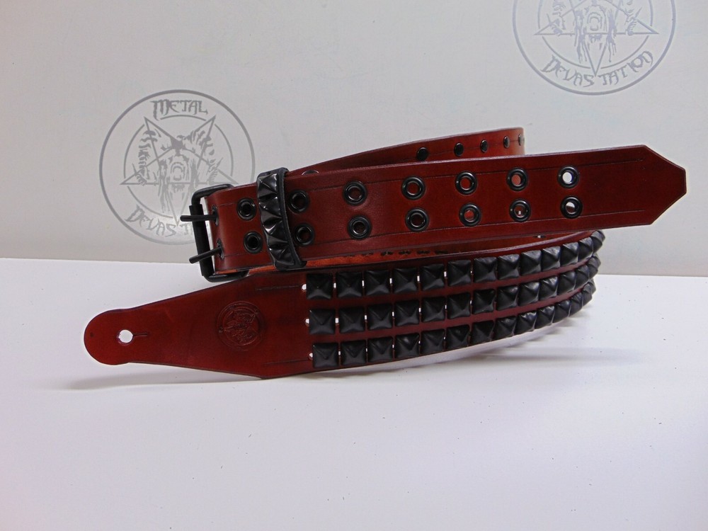 LEATHER BLACK STUDDED GUITAR STRAP (MDLS0251) DIMEBAG