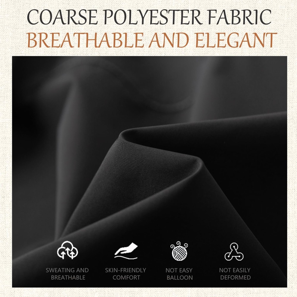 Rectangular Black Table Cloth - 6 Pack Washable Polyester Cover for Dining