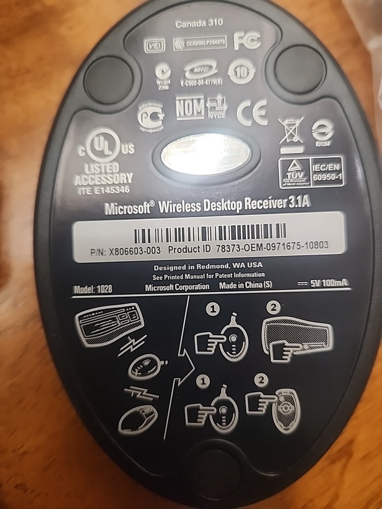 Microsoft Wireless Desktop Receiver 3.1 Model 1028