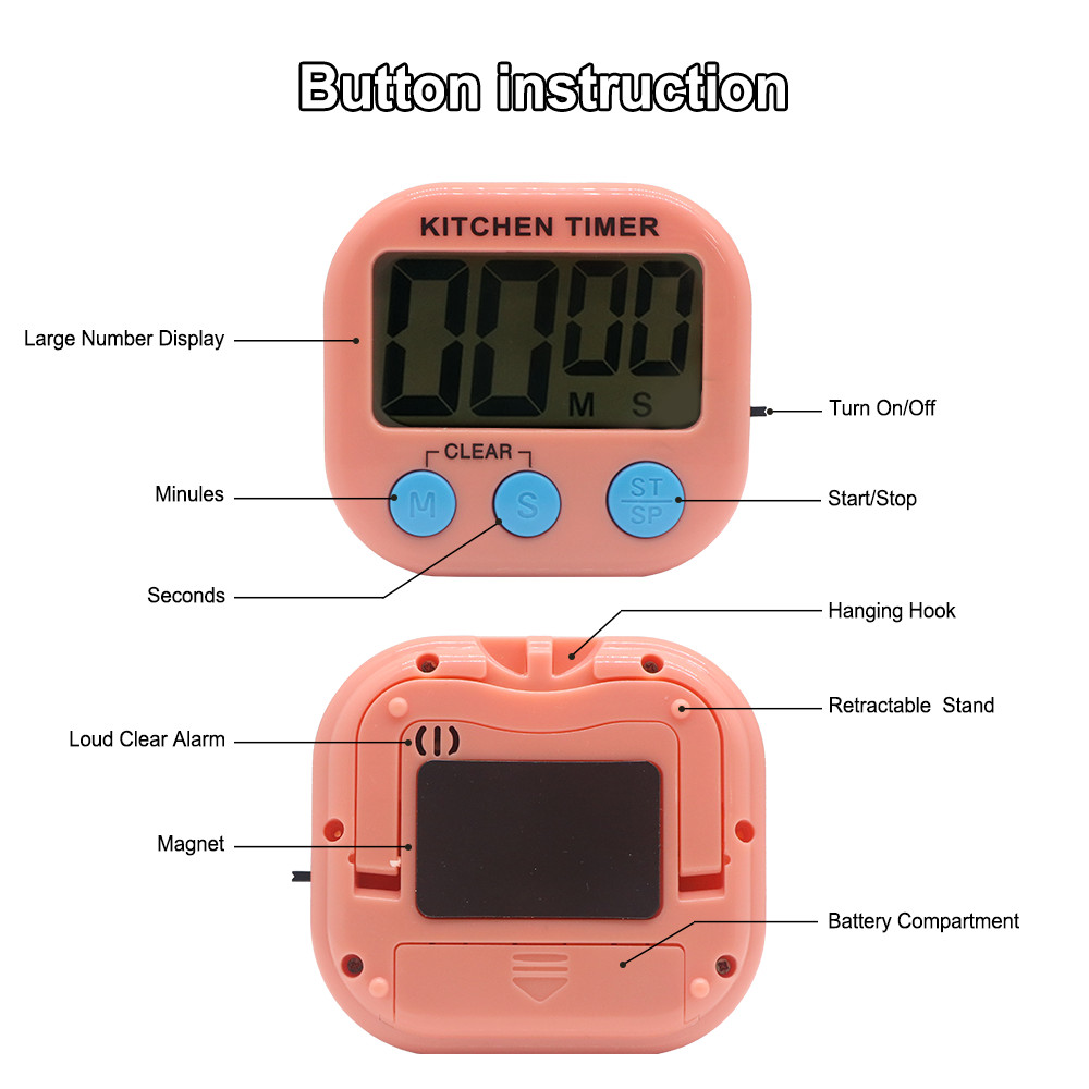 Large LCD Digital Kitchen Cooking Timer Count Down Up