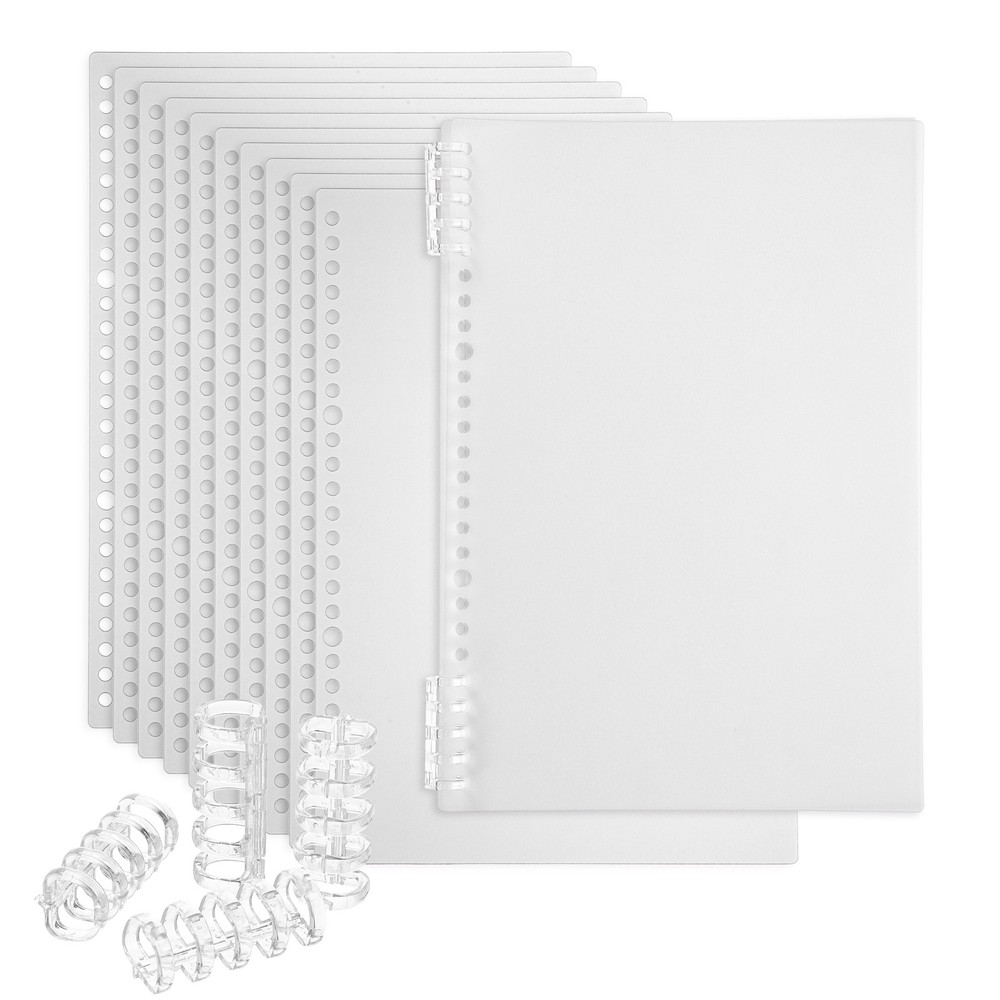 12 Pack B5 22 Mil Plastic Notebook Binder Covers with Binding Comb, White