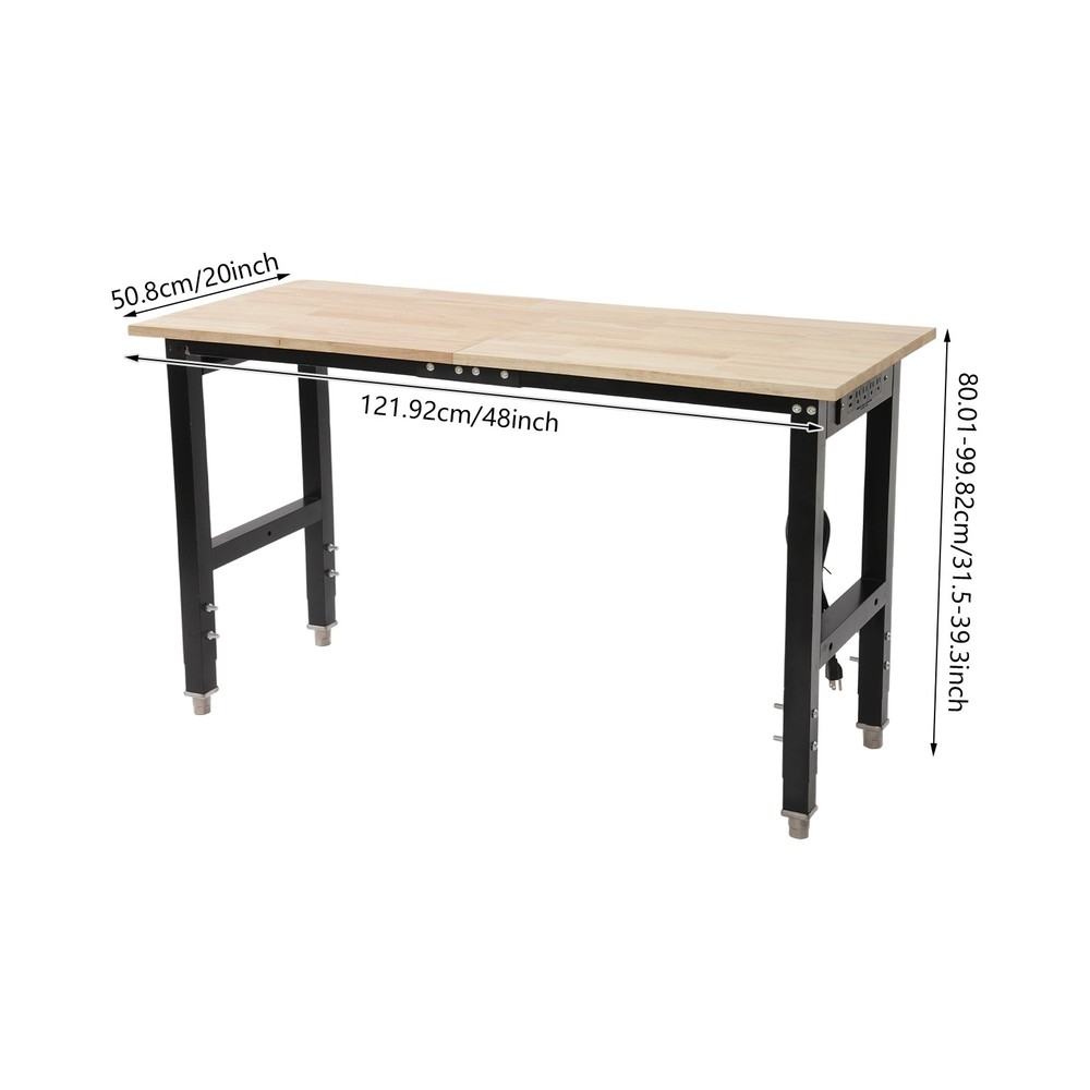 48x20" Heavy Duty Work Table Adjustable Workbench with Power Outlets 2000lbs US