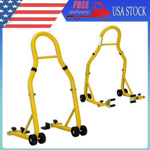 Heavy-Duty Motorcycle Stand Lift Frame Front and Rear Combination Stand Yellow