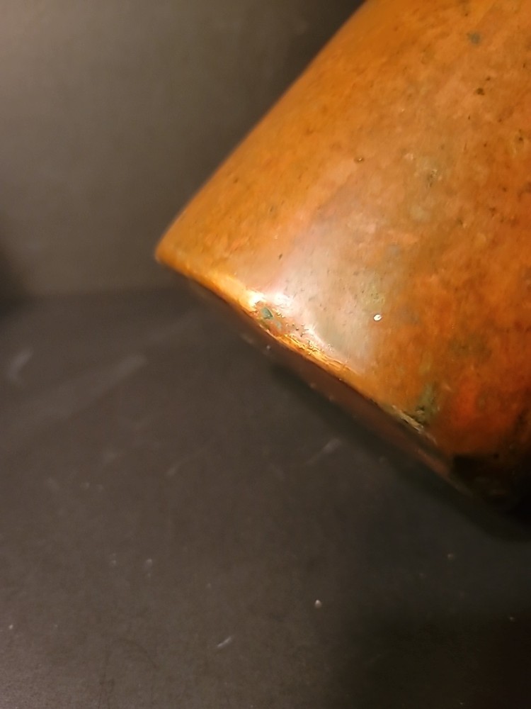 Antique Primitive 7" Tall Solid Copper Pitcher Sturdy Copper Handle Heavy