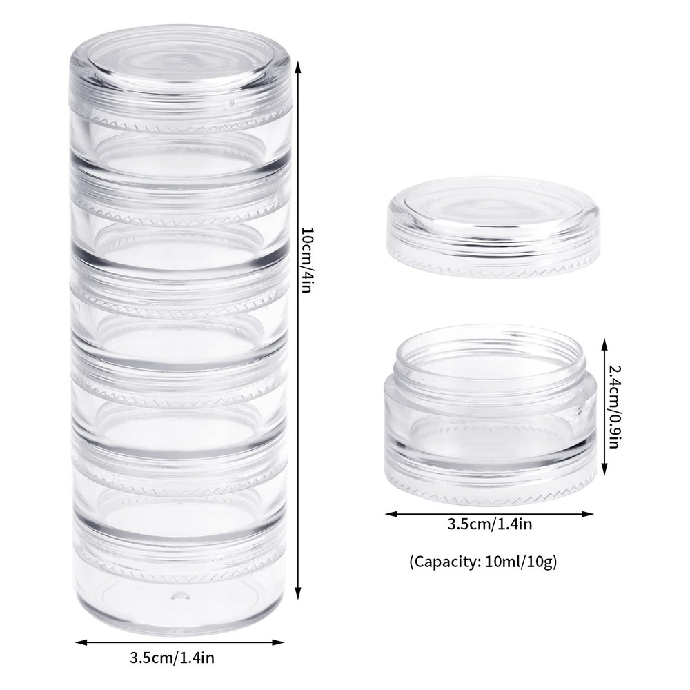 Fengek 6 Sets 6 Layer Stackable Plastic 1.4 x x 4 inches, Clear