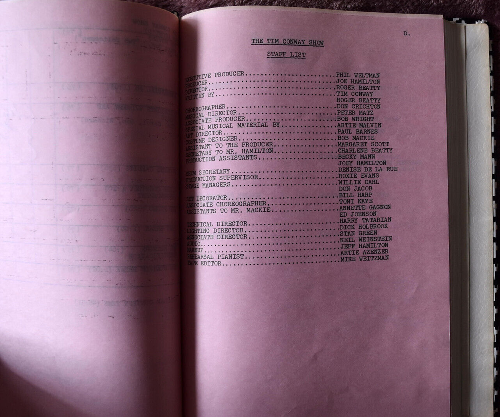 1978 The Tim Conway Show Original Script Screenplay First Draft