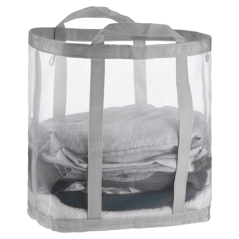Collapsible Basket Mesh Hamper with Handles Foldable Bag Grey Large