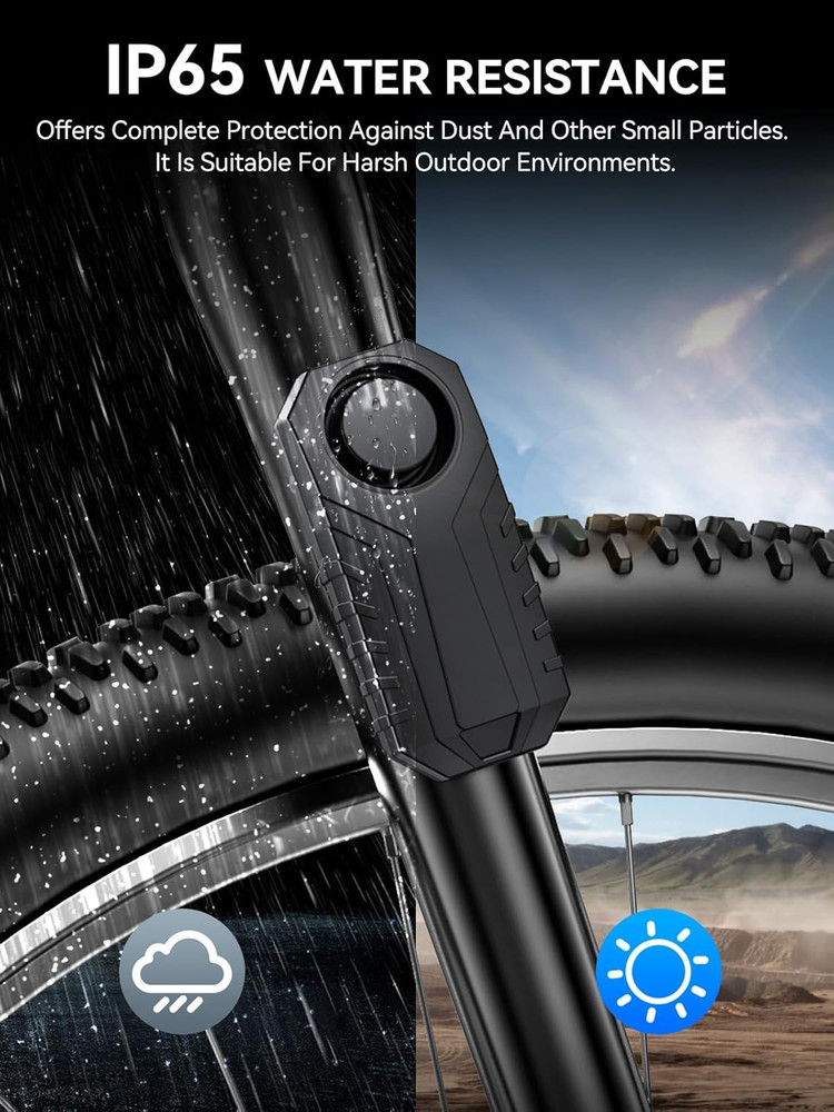 Upgraded Rechargeable Bike Alarm, Wireless Vibration Motion Sensor Antitheft Bik