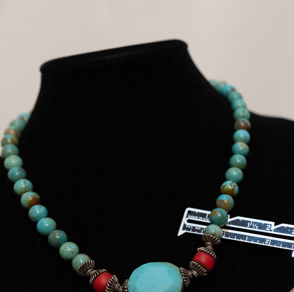 19" Teal Red turquoise necklace