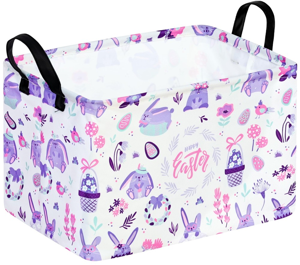 VAIVUSTO Easter Storage Basket Easter Bunny Storage Bin Collapsible Nursery H...