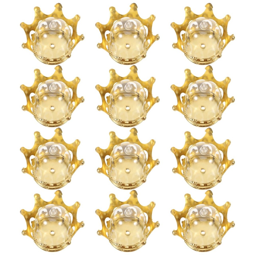 GLEAVI 12pcs Gold Candy Boxes: Plastic Refillable Candy Holder Crown Goodies Box