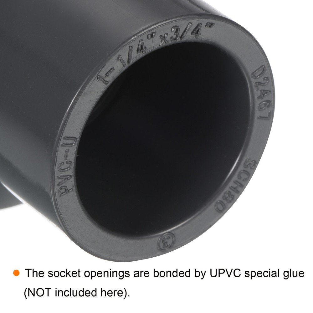UPVC Fitting Pipe Reducer 1-1/4" x 3/4" 2pcs Straight Coupling