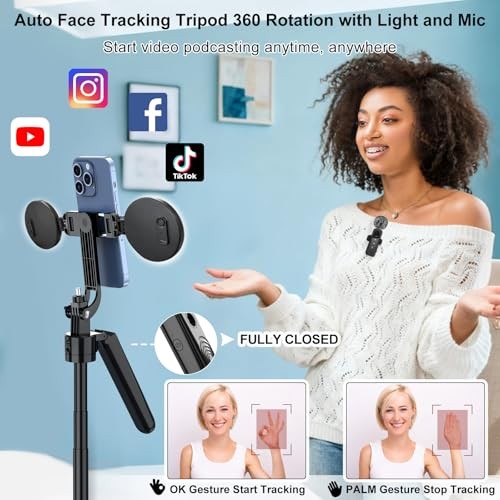 Content Creator Vlogging Kit for iPhone/Android,70-inch Auto Face Black-LM