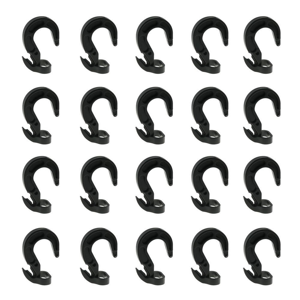 20PCS Black Plastic Adjustable Hooks Elastic Rope Binding Rope Hook Bungee Ro...