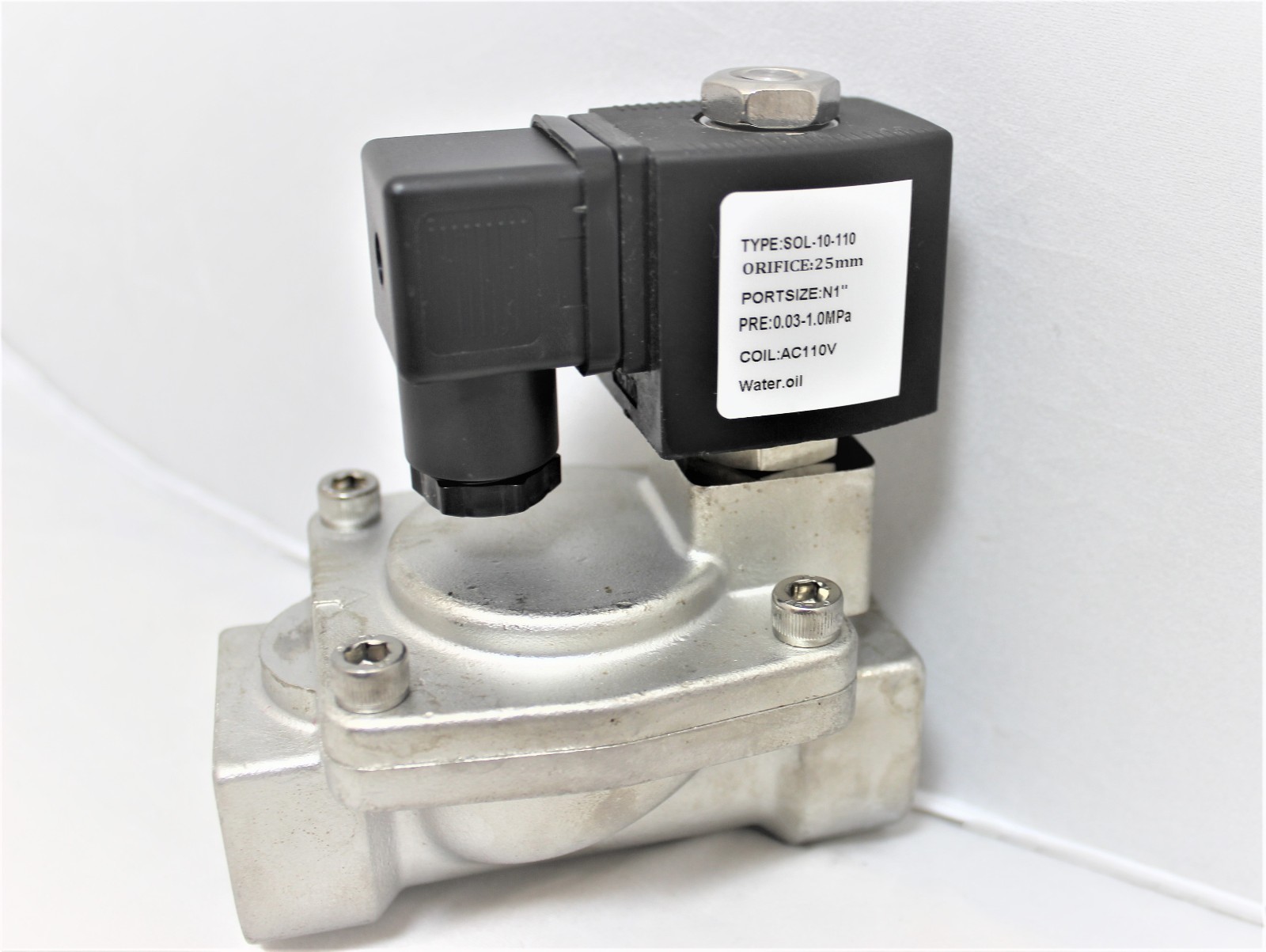 1" Stainless Steel Solenoid Valve Electric Normally Closed Water Gas Air Ro