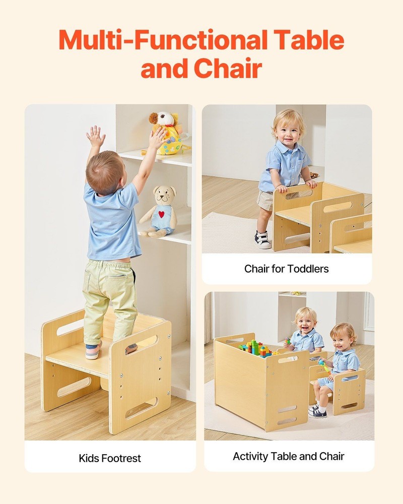 Multi-Use Child Desk with 2 Chairs Convertible Functionality Strong