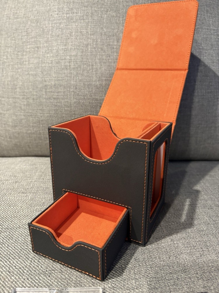 Mage Tech Card Deck Box For MTG Commander-Gray & Orange