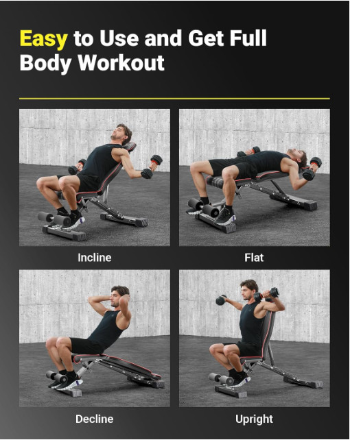 Yoleo Adjustable Weight Bench 660LB Foldable Workout Bench