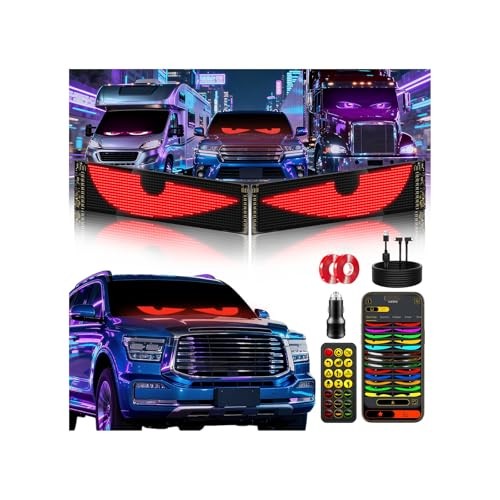 LED Sign for Car 2PCS - 23''x5'' Devil's Eyes Light for Windshield, 5V USB