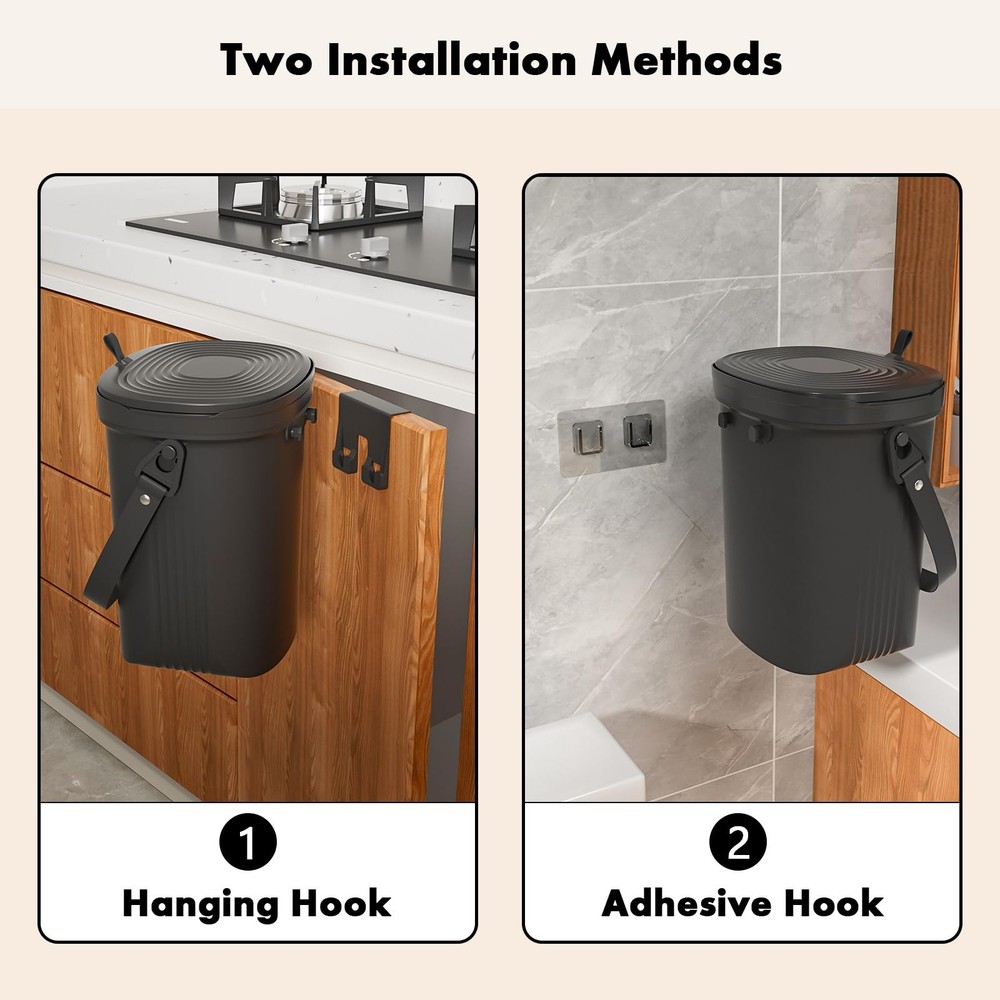 Mountable Silicone Collapsible Kitchen Compost Bin Under Sink, Hanging Trash ...