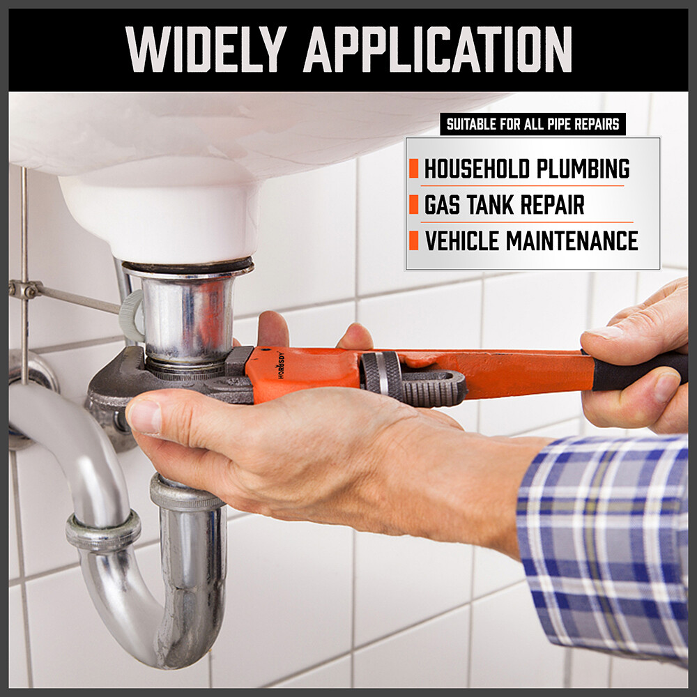 4pc Pipe Wrench Set Monkey Heat Treated Adjustable Heavy Duty 8" 10" 12" 14" NEW