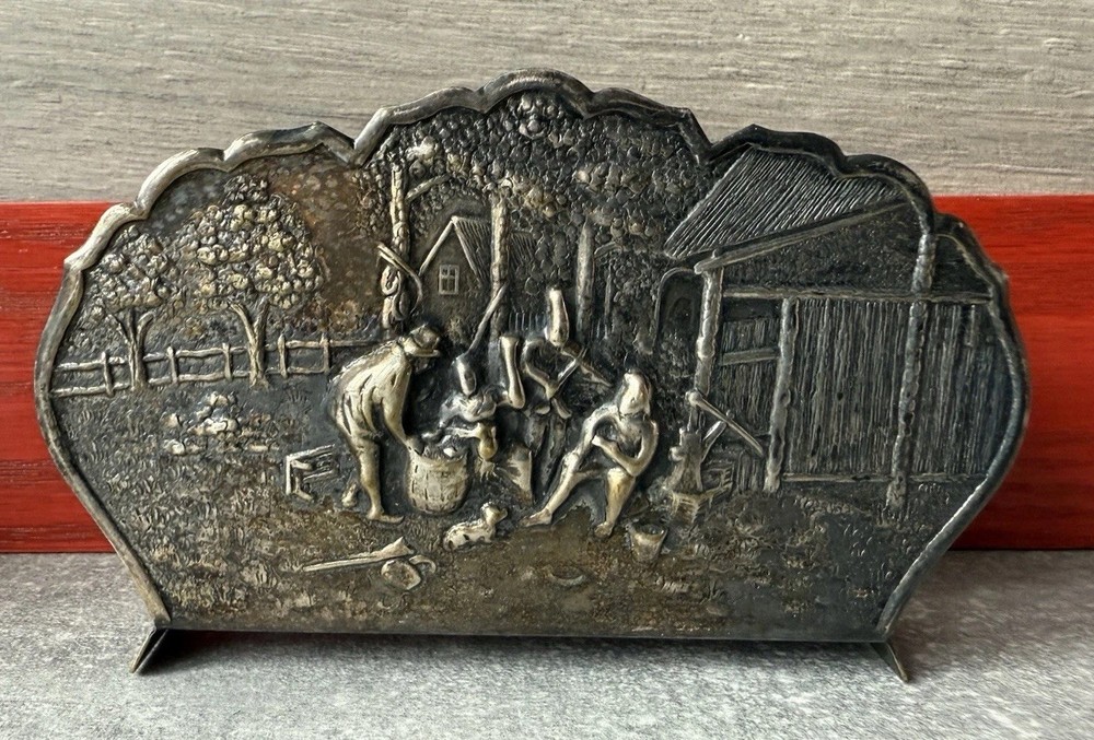 Hans Jensen Denmark Silver Plate Repousse Letter/Napkin Holder Vintage