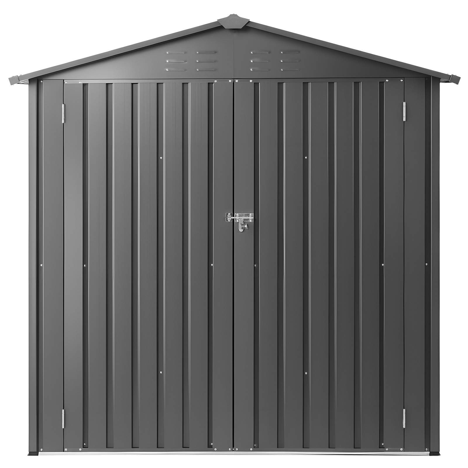 VEVOR 6 x 4 FT Metal Garden Shed Outdoor Storage Shed with 4 Louver Vents Grey