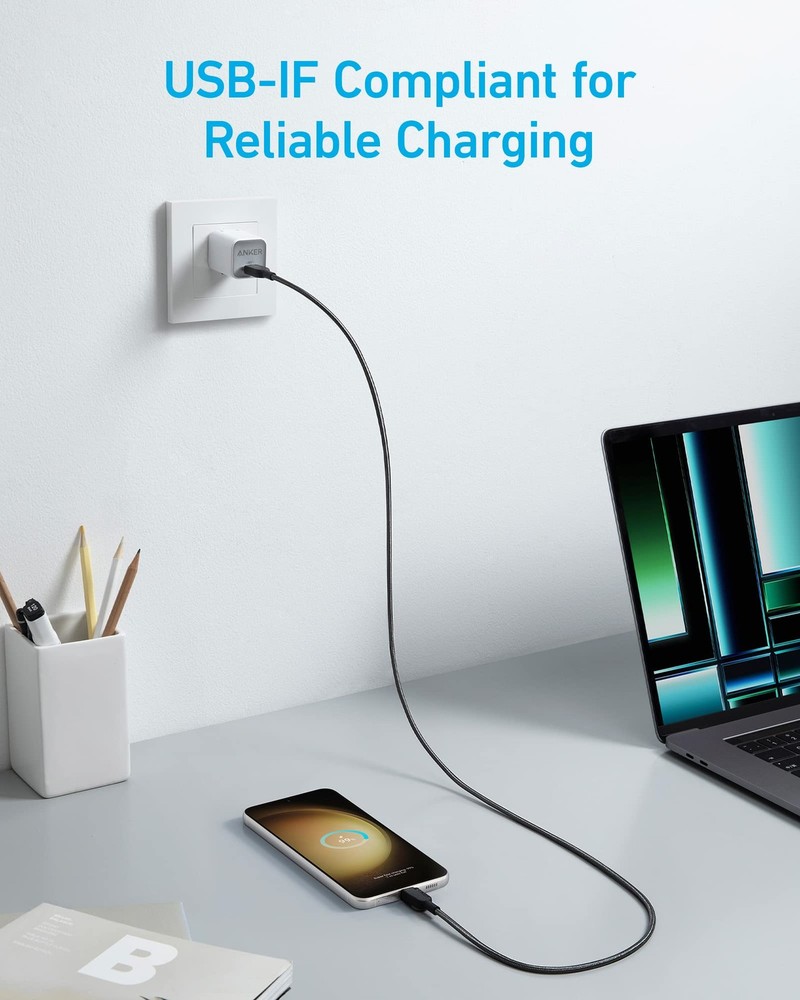 Anker USB C to C Cable,Type-C Fast Charging Cord (3FT,2Pack) 3ft, Black