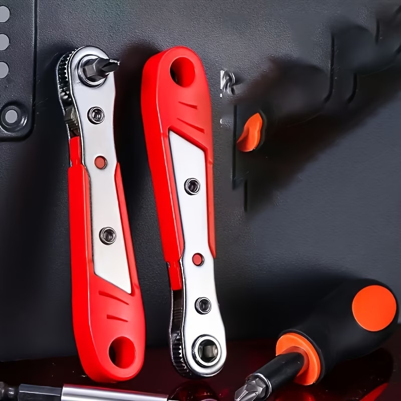 Ratcheting Right Angle Screwdriver Hex Drive 90 Degree Offset + 10pc Bits Set US