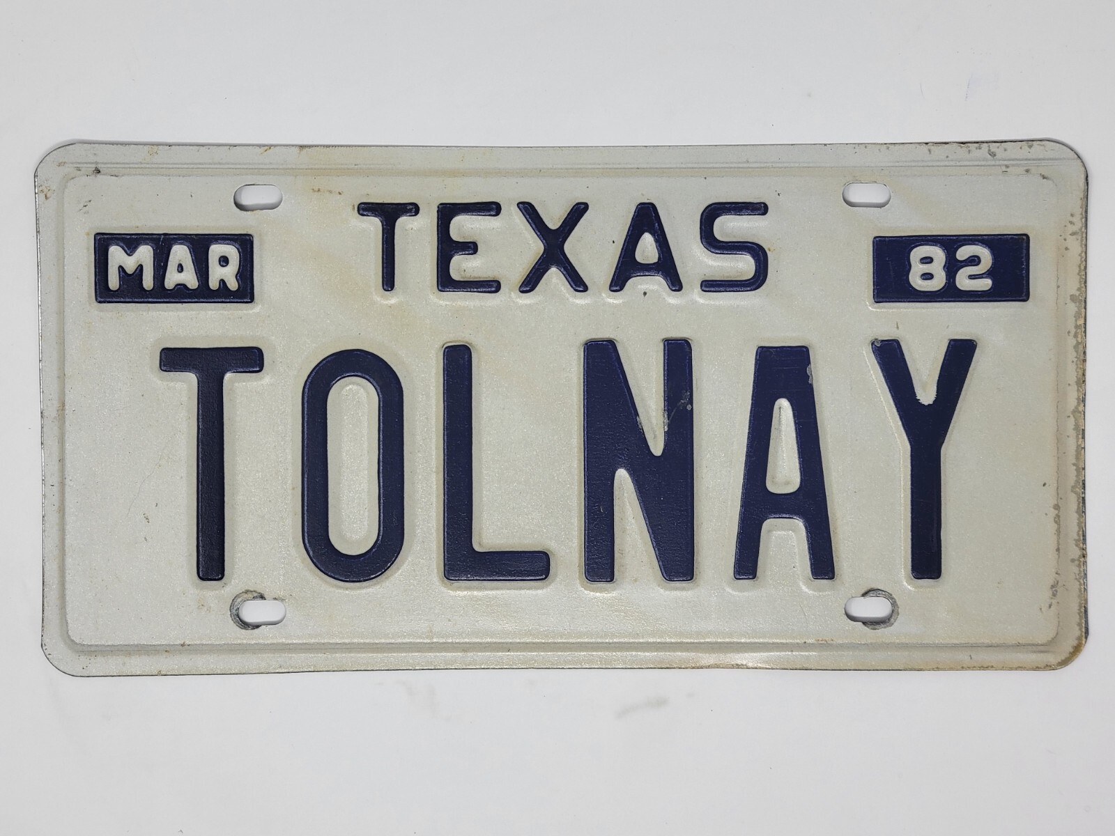 Set of (5) 1970s & 1980s Texas Vanity License Plates - TOLNAY - Vintage