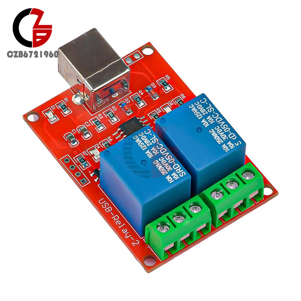 2 Channel USB Relay Module DC 5V Programmable Computer Control For Smart Home