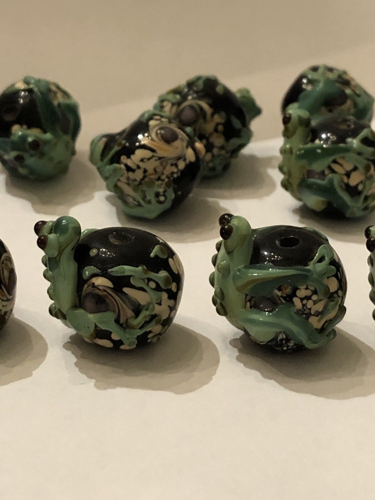 One (1) Each Lampwork Glass Frog Bead