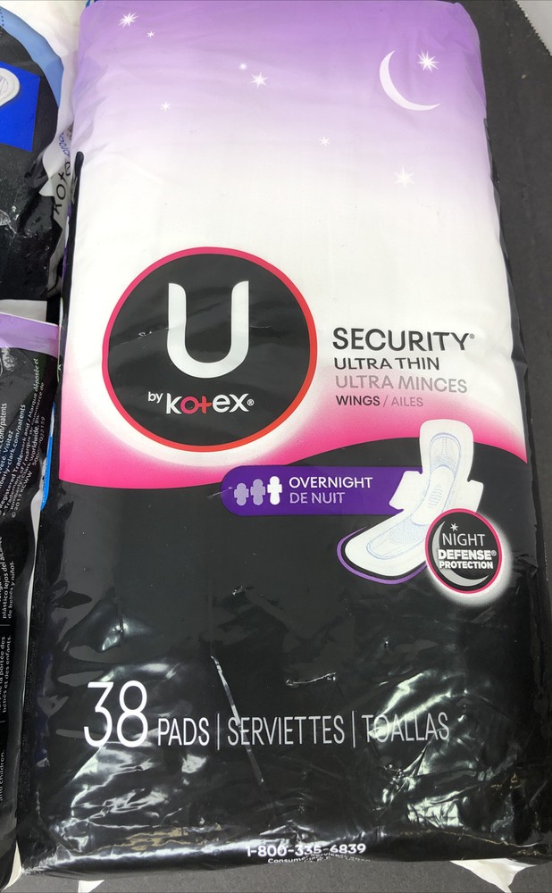 Lot Kotex Pads 66 Regular Security Overnight Tampons 39 Assorted Open Packaging