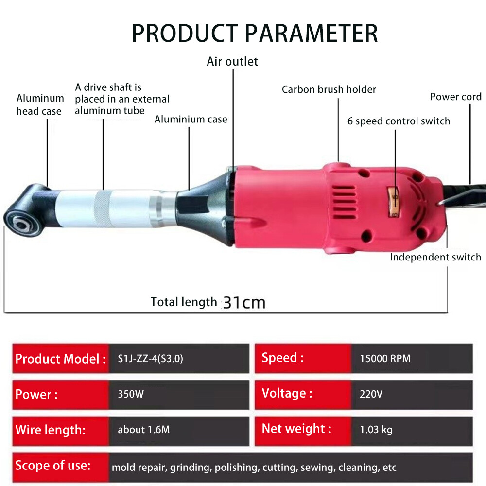 Micro Angle Grinder Multifunction Electric 90° Elbow Grinding Machine
