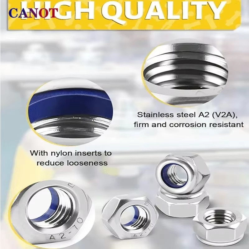 Stainless Steel Nylon Lock Nuts Hex M2-M12 Self Locking Nylock Nuts US