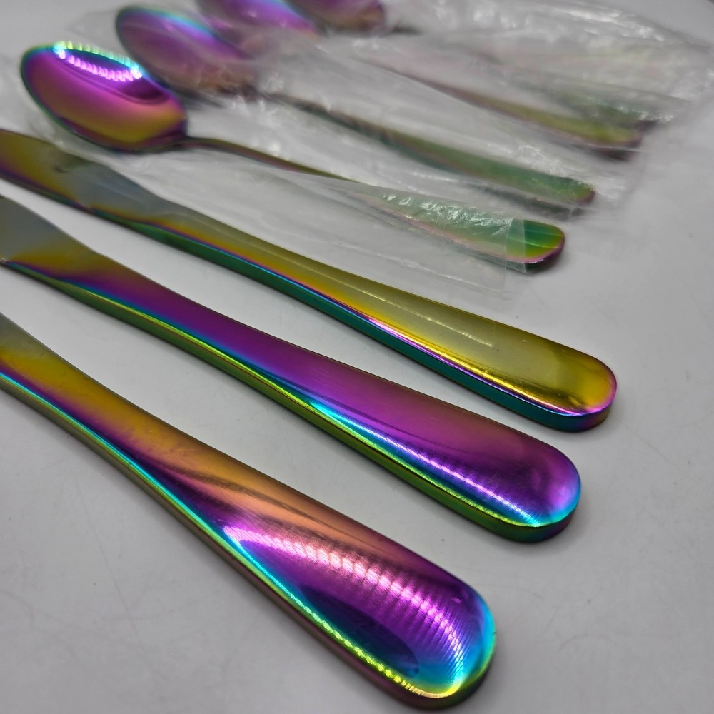 Flatware Rainbow Dinnerware Stainless Steel Tableware 4 Spoons / 3 Knives