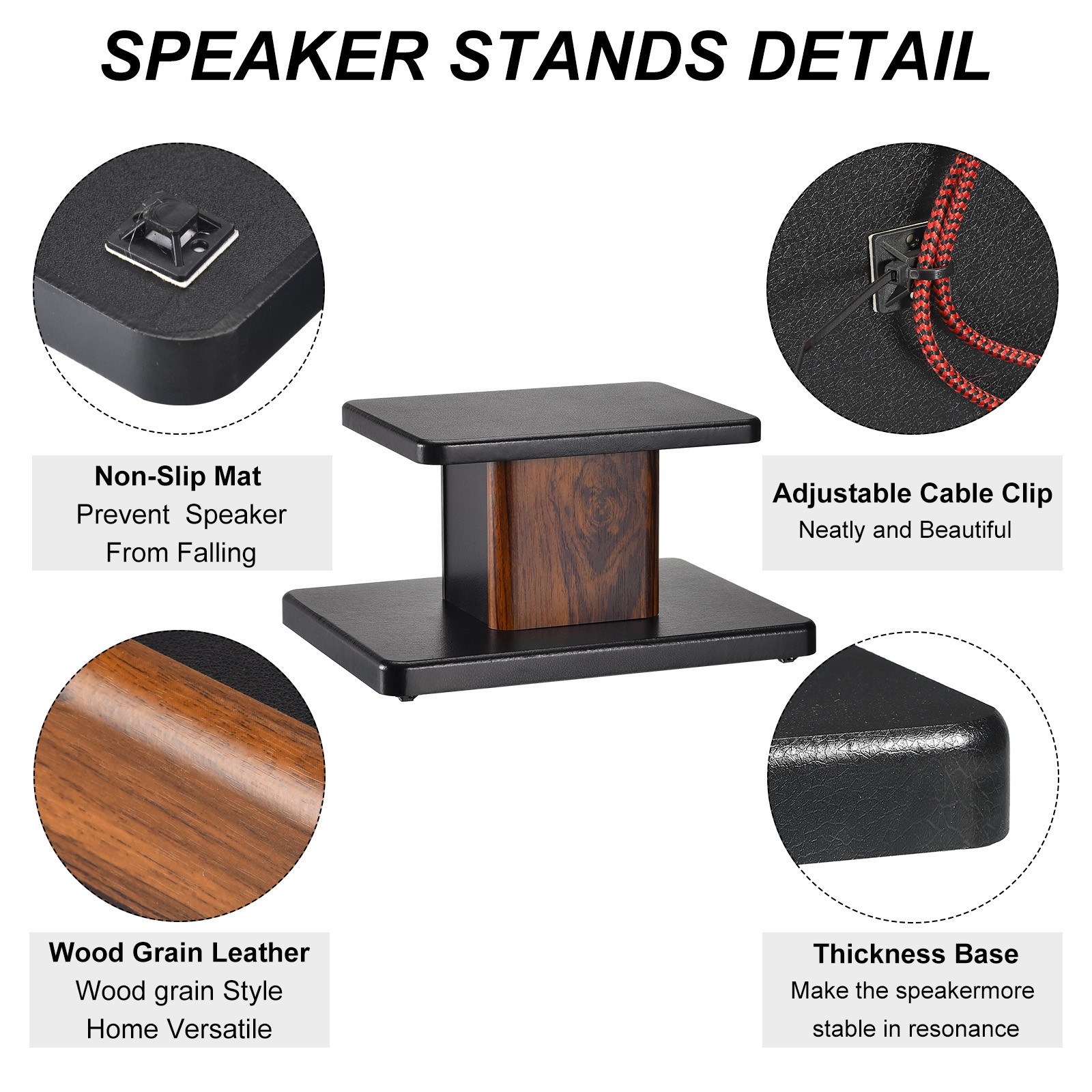 2 x Wood Speaker Stands 5.9 Inch (15cm) Speaker Stand Hollowed Stands