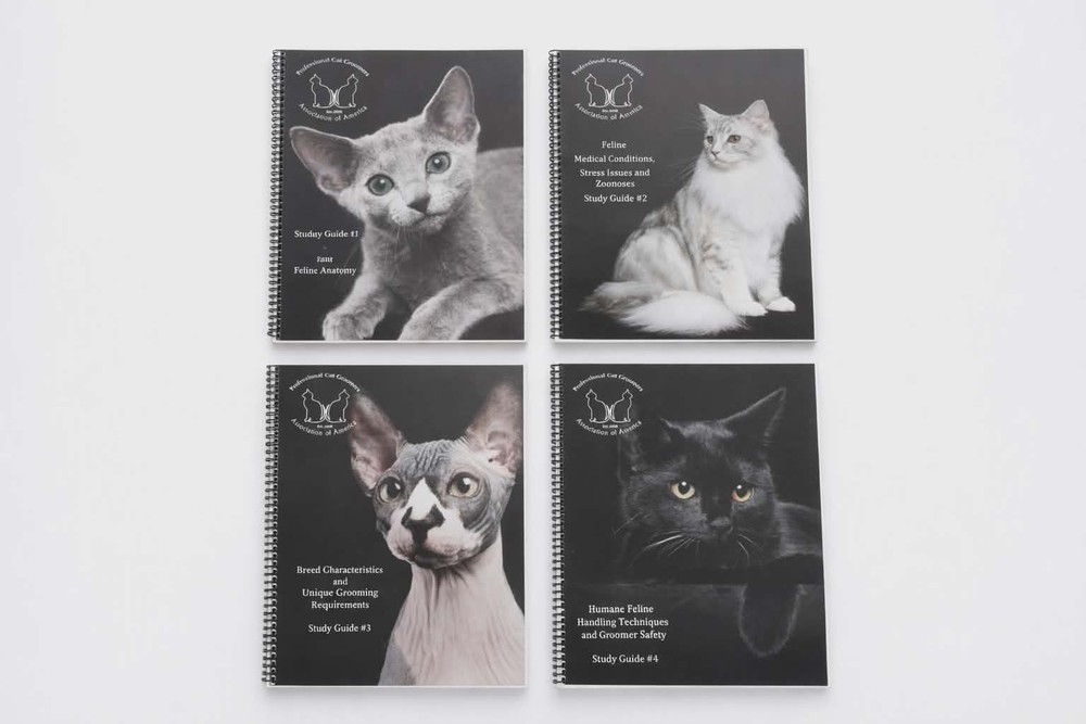 Complete Cat Grooming Study Guide Set #1-4 Certification Training Manuals PCGAA