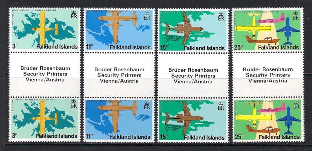 FALKLAND ISLANDS #287-90 MINT, NEVER HINGED GUTTER PAIRS