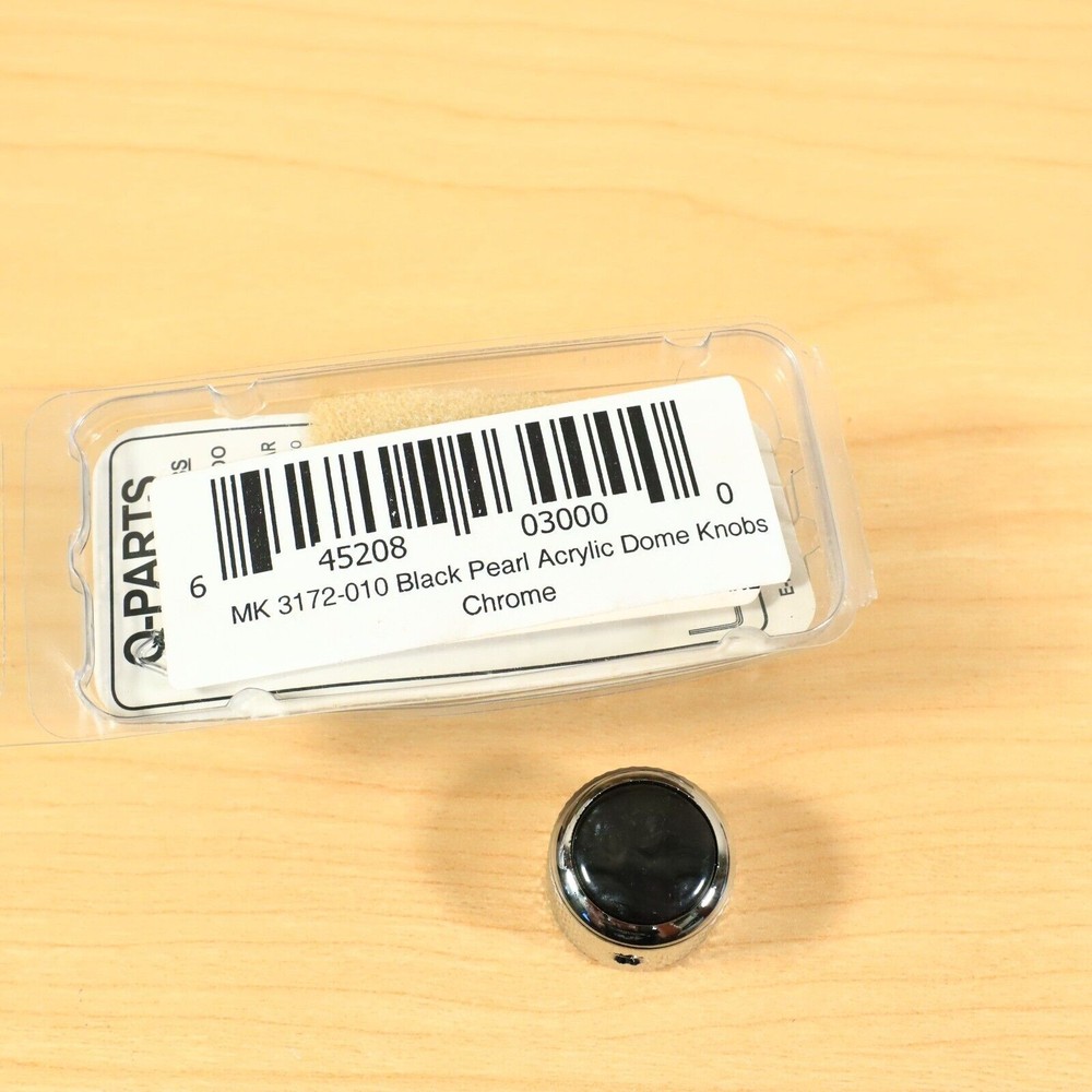 Q-Parts Black Pearl Acrylic Dome Knobs Chrome