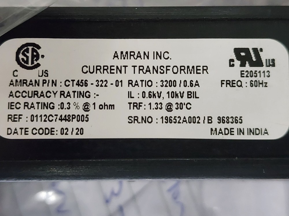 Amran Three Phase Rectangular Current Transformer 3200/0.6 ratio. Made for ABB